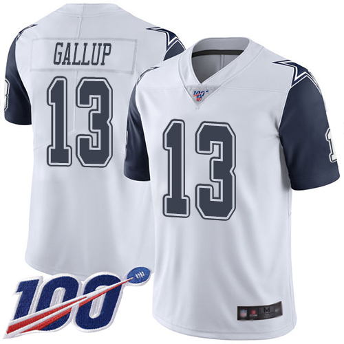 Men Dallas Cowboys Limited White Michael Gallup #13 100th Season Rush Vapor Untouchable NFL Jersey